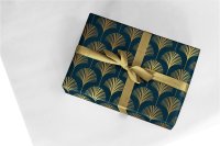 50CM ROLL NAVY WITH GOLD FANS