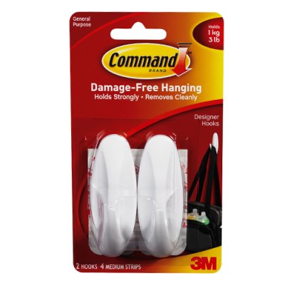 3M Command Medium Oval Hook Clips (2)