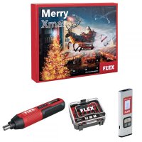 Flex Advent Calendar 31 Piece Bit Box Set, Laser Distance Measure and Rechargeable Cordless Screwdriver