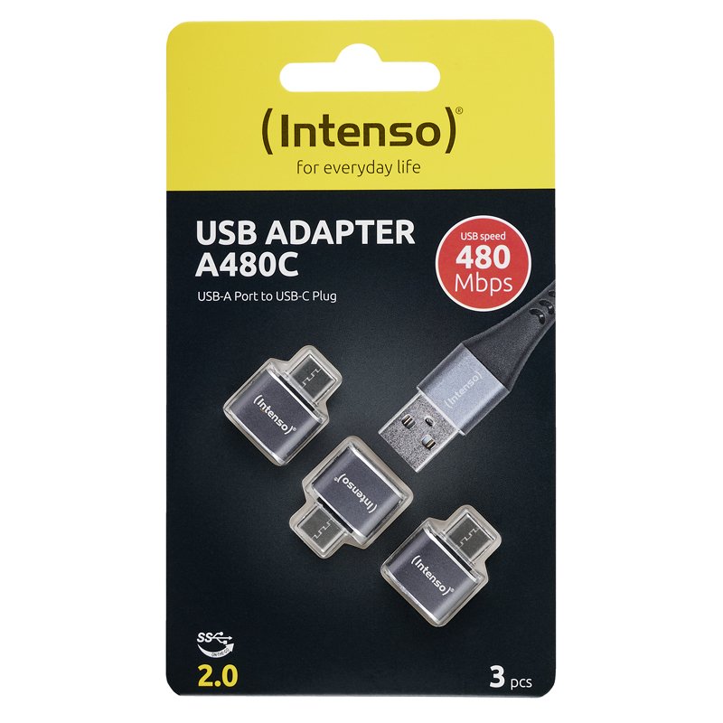 Intenso USB Adapter A480C USB A to USB C adapter with High Speed USB 2.0 support