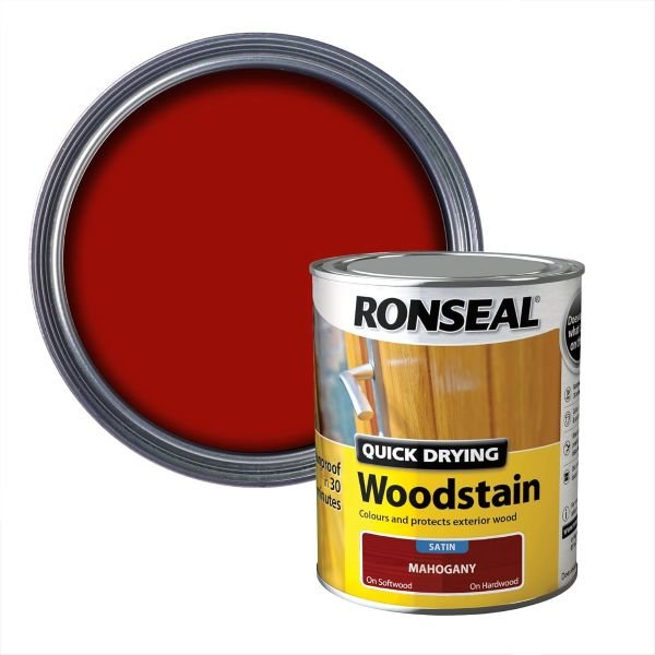 Ronseal Quick Drying Woodstain Mahogany Tin & Swatch