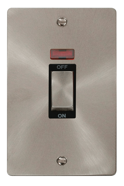 Click Define 2G 45A DP Switch + Neon Brushed Steel Black Insert FPBS503BK