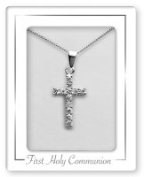 Communion Silver Necklet/Cross & Stones   (C69325)