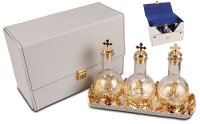 Holy Oil Set (Gold Finish) Leather Display Set   (88889)