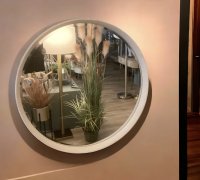 Brown Beige Round Bevelled Mirror