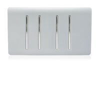 TRENDI 4 GANG 2 WAY TWIN PLATE SWITCH SILVER
