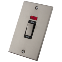 Stainless Steel Cooker Switch 2 Gang 45 Amp with Neon