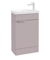 STOCKHOLM 50CM FLOOR STANDING CLOAKROOM CASHMERE PINK MATT VANITY UNIT - BRUSHED CHROME HANDLES