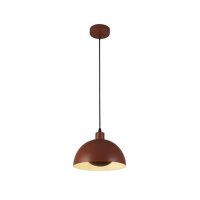 MARS 1 LIGHT PENDANT BURNT ORANGE METAL AND CREAM INNER 40CM