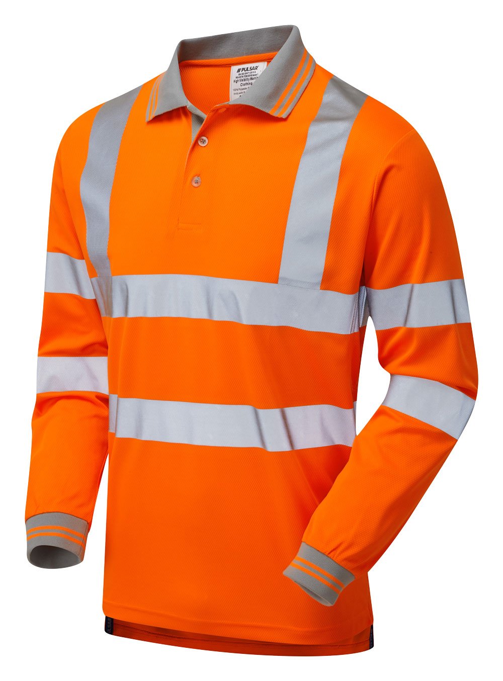 PULSAR&reg; Protect Long Sleeve Polo Shirt Orange - Recycled Content