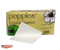 COCKTAIL NAPKINS WHITE 2ply 23cm c/s4000