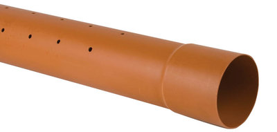 110mm Blown Socket Perforated Underground Drain Pipe 6m
