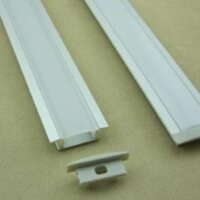 RECESSED ALUMINIUM CHANNEL 23.7X8.2MM 2 METRE CW END CAPS & MOUNTING BRACKETS OPAL DIFFUSER