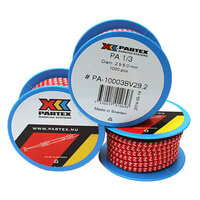 Partex PA 1/3 White 2 on Red Coloured Cable Marker (1000)