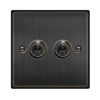 VPBZ422 Deco Matt Bronze 10 Amp 2 Gang 2 Way Toggle Switch