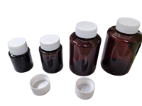 120ml PET AMBER TABLET VIAL SCREW CAP BOXED (100)
