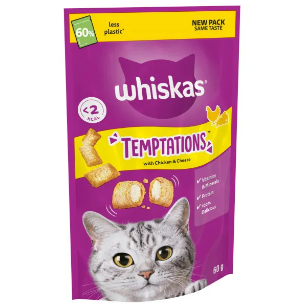 Whiskas Temptations Cat Treats with Chicken & Cheese 6x60g