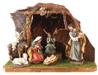 Nativity/Resin/7 Figures/Shed With Lights   (89891)