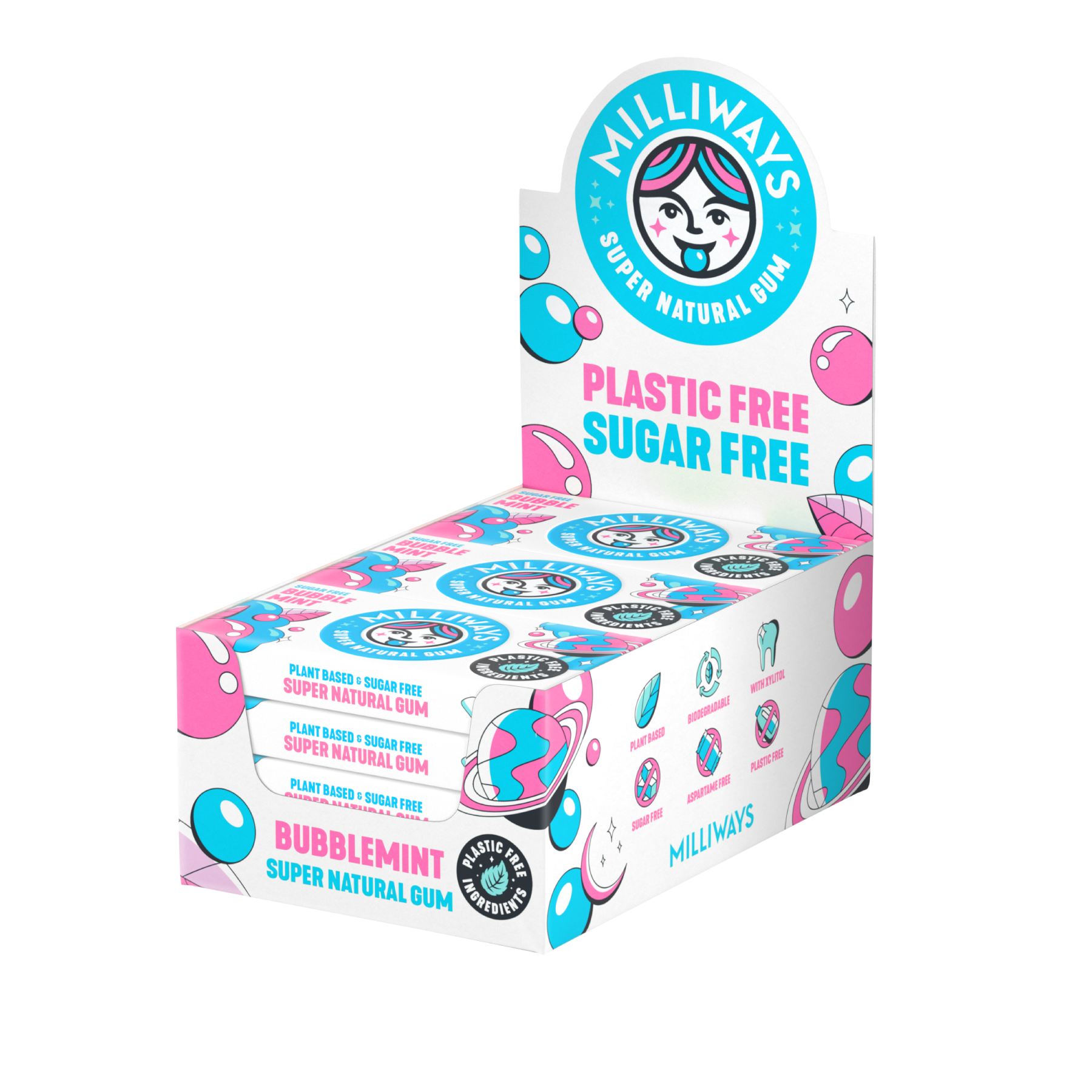 Milliways PlasticFree Gum Bubblemint X 12 X 19g cnfoods