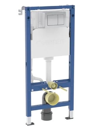 Geberit Duofix 1120mm Wall-Hung WC Frame with 6/3L Alpha Concealed Cistern & Square Flush Plate 458.040.21.2