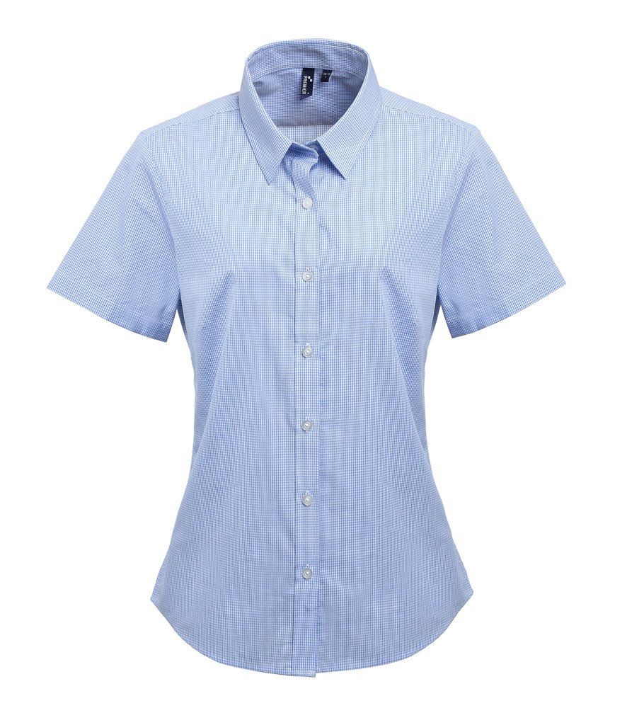 PREMIER LADIES GINGHAM SHORT SLEEVE SHIRT