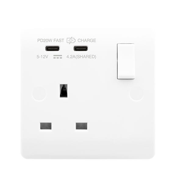 Click Mode 1G Switched Socket + C&C USB White CMA795