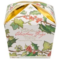 Holly carton of traditional Christmas vanilla fudge - 12 x 200g