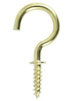 Screw Hooks Brass 2.5 x 25mm Pack of 10  (Round Cup)