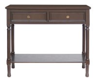 In Stock March Jacobean Brown 2 Drawer 1 Shelf Console Table 90x33x75cm