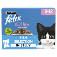 Felix Cat Pouch Original Kitten FISH Selection in Jelly 85g 12-Pack x 4