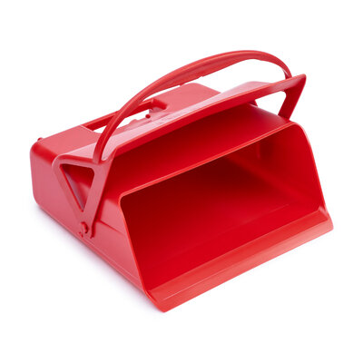 Foodgrade hand dust pan - with hinged lid and clasp, heavy duty, red
