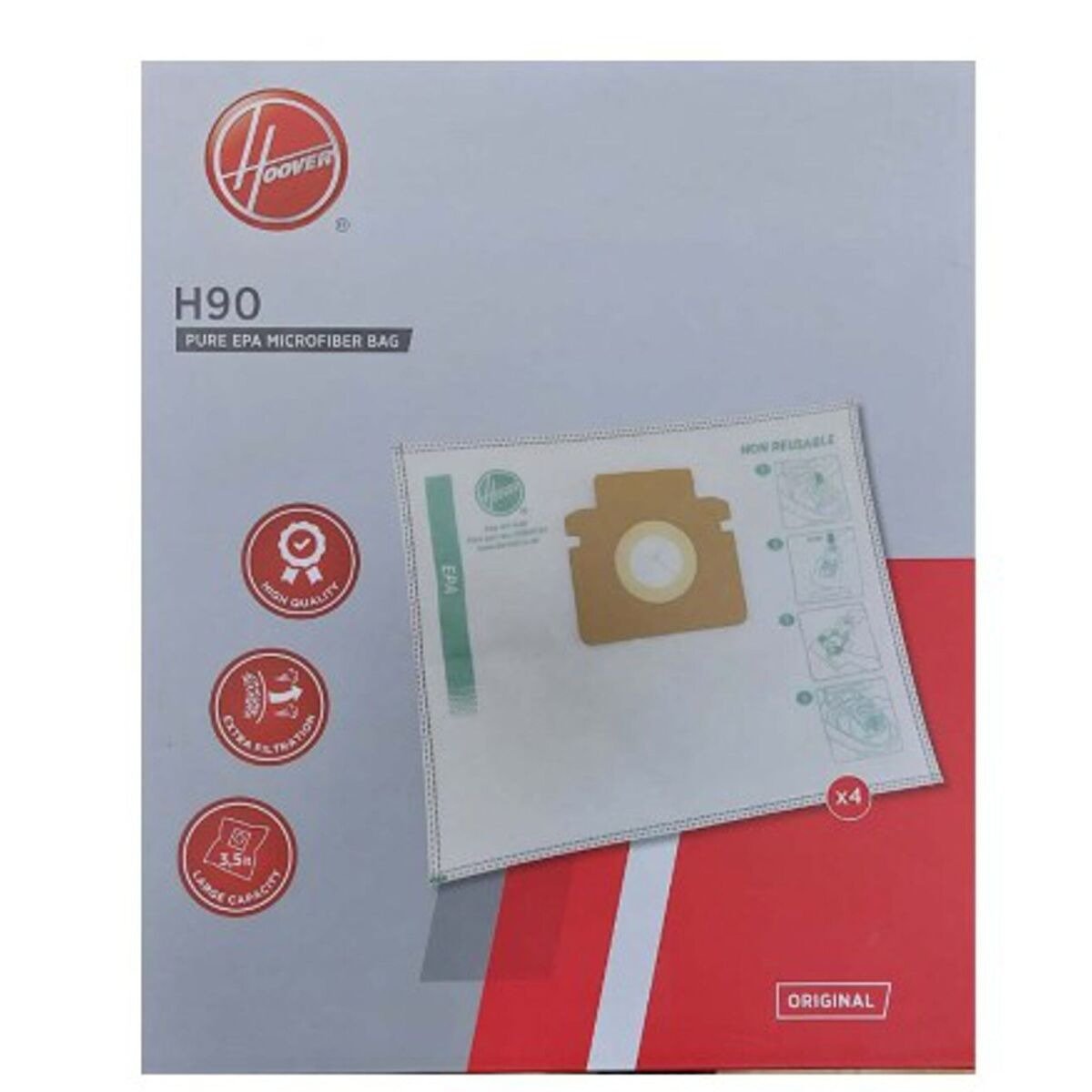 Hoover Microfibre H90-EpaBag H-ENERGY 300 Vacuum Bags Pack Of 4 Genuine