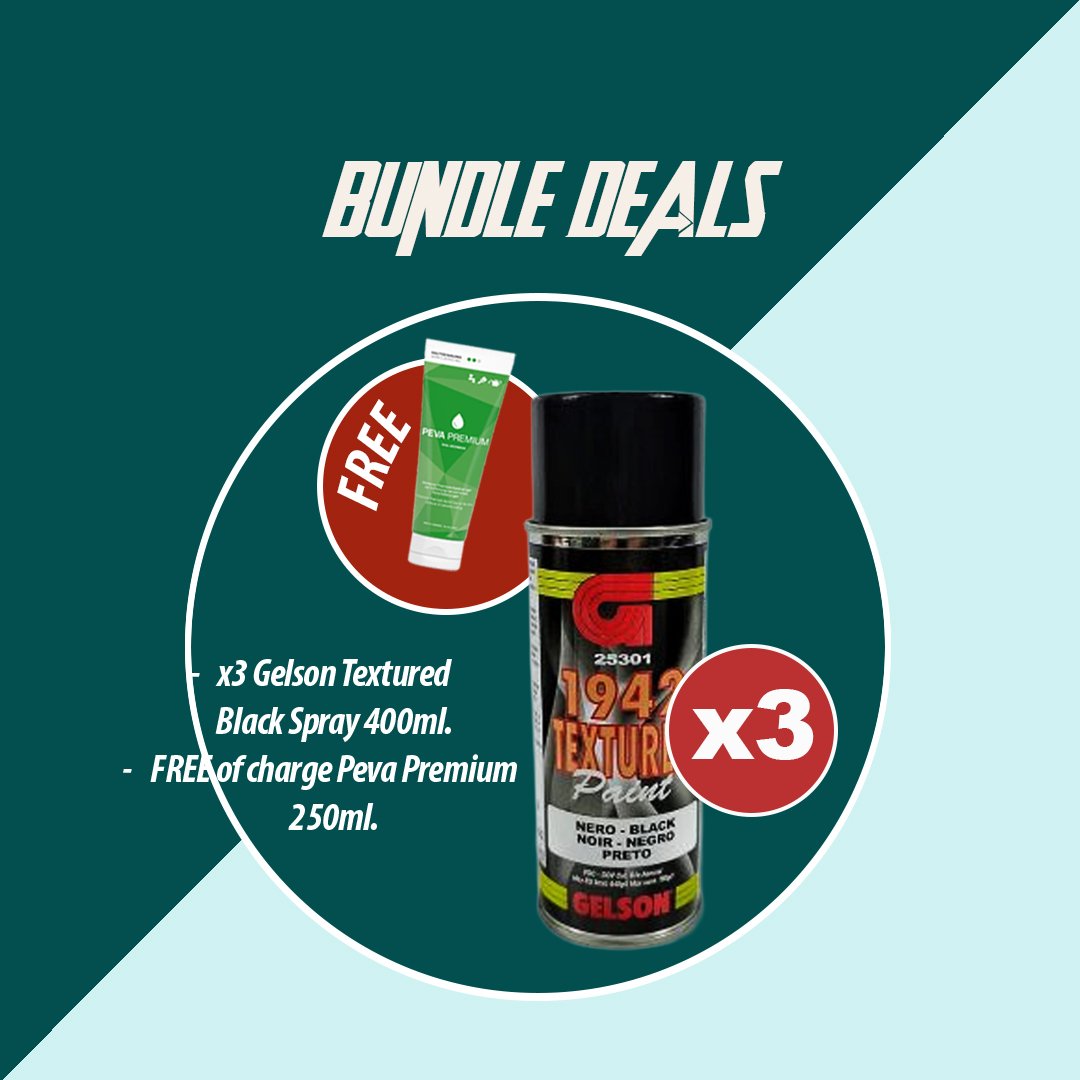 Gelson 25301 1942 Textured Black Spray 400ML Bundle of 3