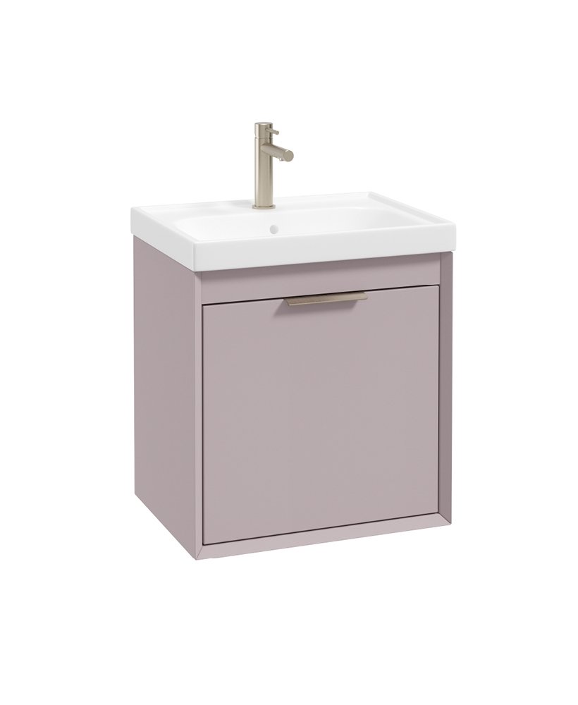 FJORD WALL HUNG 50CM TWO DRAWER VANITY UNIT MATT CASHMERE PINK - BRUSHED NICKEL HANDLE