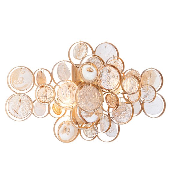Endon Antique Gold Wall Light With Clear And Amber Glass Details