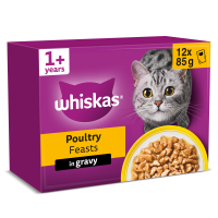 Whiskas Adult Cat Poultry Feasts in Gravy Pouches 4x12x85gm FD17D
