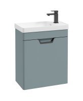 FREYA 55CM 1 DOOR CLOAKROOM WALL HUNG VANITY UNIT MATT CORAL GREEN-MATT BLACK HANDLE