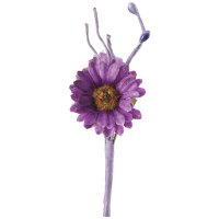 Flower With Leaves/Twig  Purple 80mm - Pack of 24