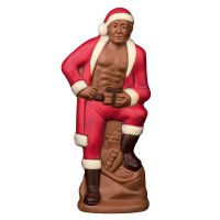 Decorated hollow milk choc Christmas man in gift bag - 5 x 150g