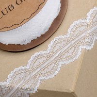 Nylon Lace Ribbon With Scalloped Edge White - 30mm x 5m