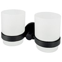 KOSMOS DOUBLE TUMBLER HOLDER MATT BLACK (HACEKA KOSMOS)