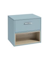 MALMO 60CM SINGLE DRAWER OPEN SHELF MORNING SKY BLUE MATT COUNTERTOP VANITY UNIT - BRUSHED CHROME HANDLE