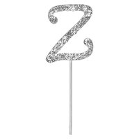 Diamante Letter "Z" On Stem Silver - 4.5cm