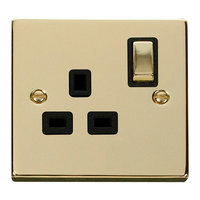 Click Deco CLICKVPBR535BK Polished Brass 1G 13A SW Socket