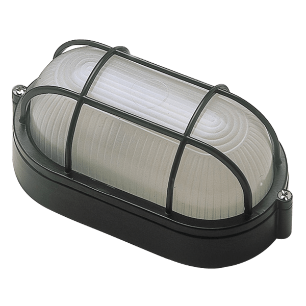 Ovia Barra Oval Bulkhead With Guard Black IP54