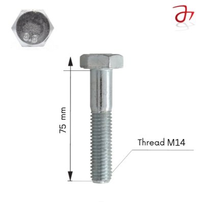 DIN 931 Hexagon Head Bolt M14x75 Steel Zinc-Plated 8.8