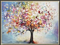 Hand Painted Picture Mystical Tree 90x120cm