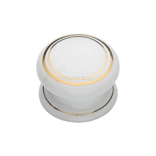 5032 - Cabinet Knob Plain White 32mm With Porcelain Base