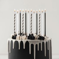 Monochrome Tall Skinny Candles - Pack of 12