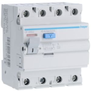Hager 40A 4P 6kA 300mA Type A RCD CF440J